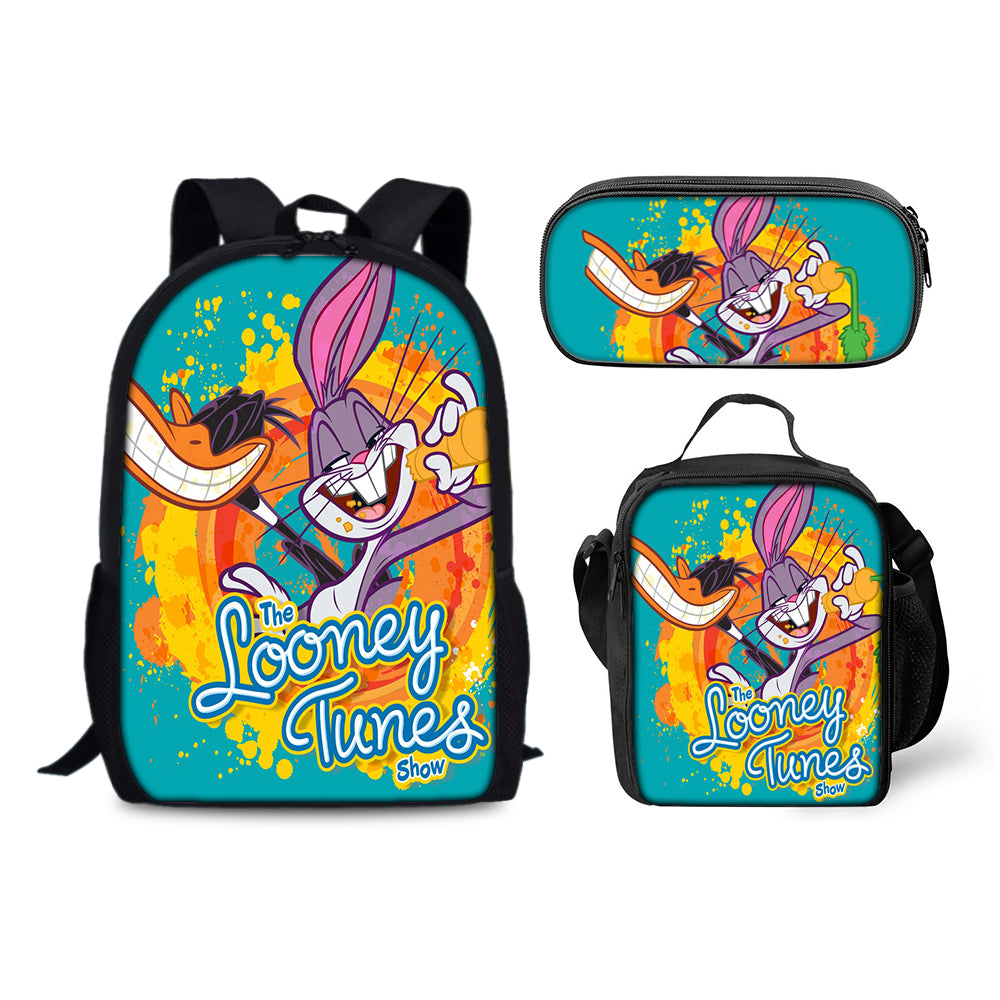 Bugs Bunny Schoolbag Backpack Lunch Bag Pencil Case 3pcs Set Gift for Kids Students