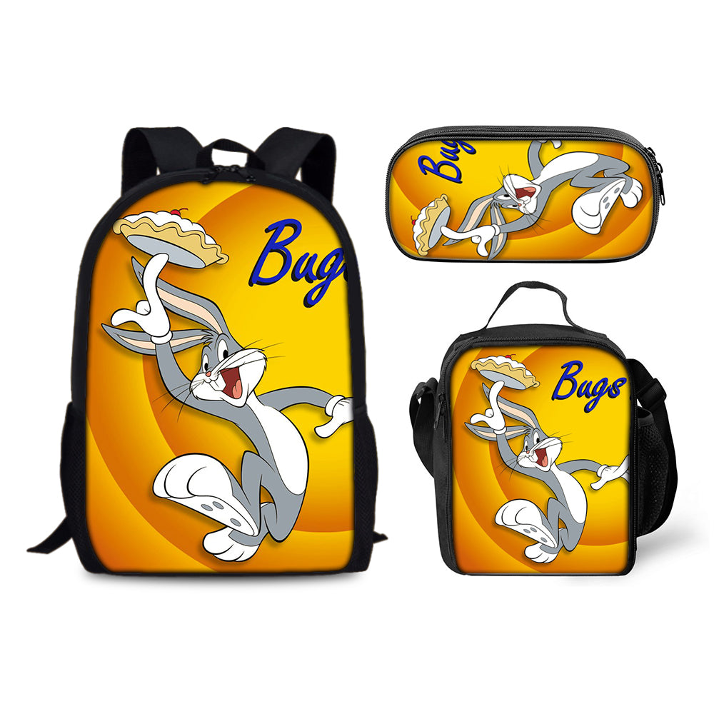 Bugs Bunny Schoolbag Backpack Lunch Bag Pencil Case 3pcs Set Gift for Kids Students