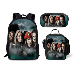 Pirates of the Caribbean Schoolbag Backpack Lunch Bag Pencil Case 3pcs Set Gift for Kids Students