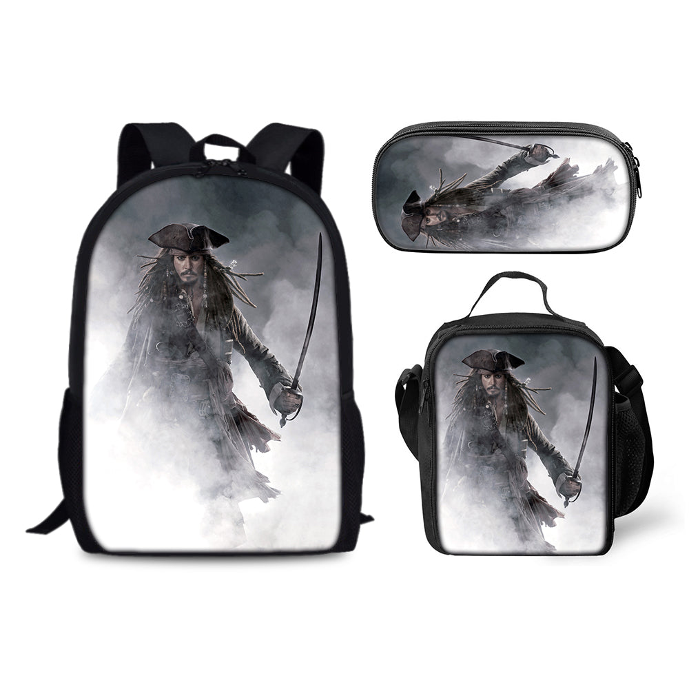 Pirates of the Caribbean Schoolbag Backpack Lunch Bag Pencil Case 3pcs Set Gift for Kids Students