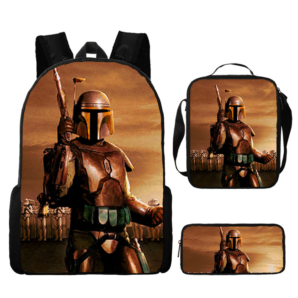 Mandalorian Schoolbag Backpack Lunch Bag Pencil Case 3pcs Set Gift for Kids Students