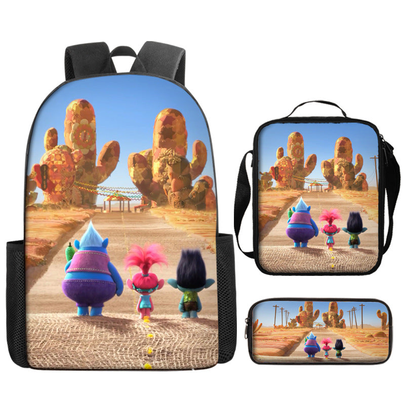 Trolls Schoolbag Backpack Lunch Bag Pencil Case 3pcs Set Gift for Kids Students