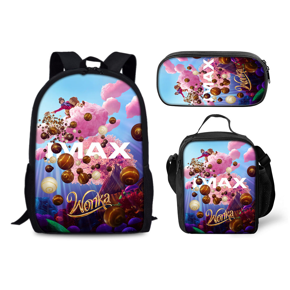 Wonka Schoolbag Backpack Lunch Bag Pencil Case 3pcs Set Gift for Kids Students