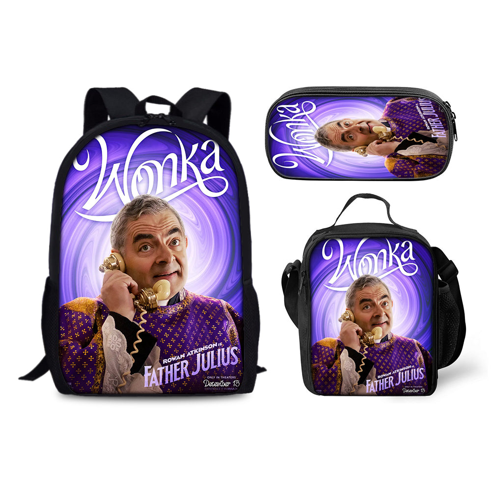 Wonka Schoolbag Backpack Lunch Bag Pencil Case 3pcs Set Gift for Kids Students