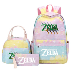 Legends of Zelda Pink Starry Sky SchoolBag Backpack Lunch Box Bag Book Pencil Bags  3pcs Set