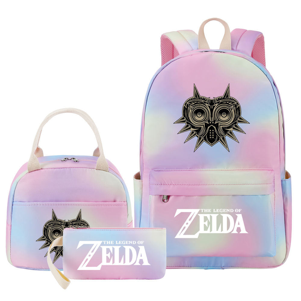 Legends of Zelda Pink Starry Sky SchoolBag Backpack Lunch Box Bag Book Pencil Bags  3pcs Set