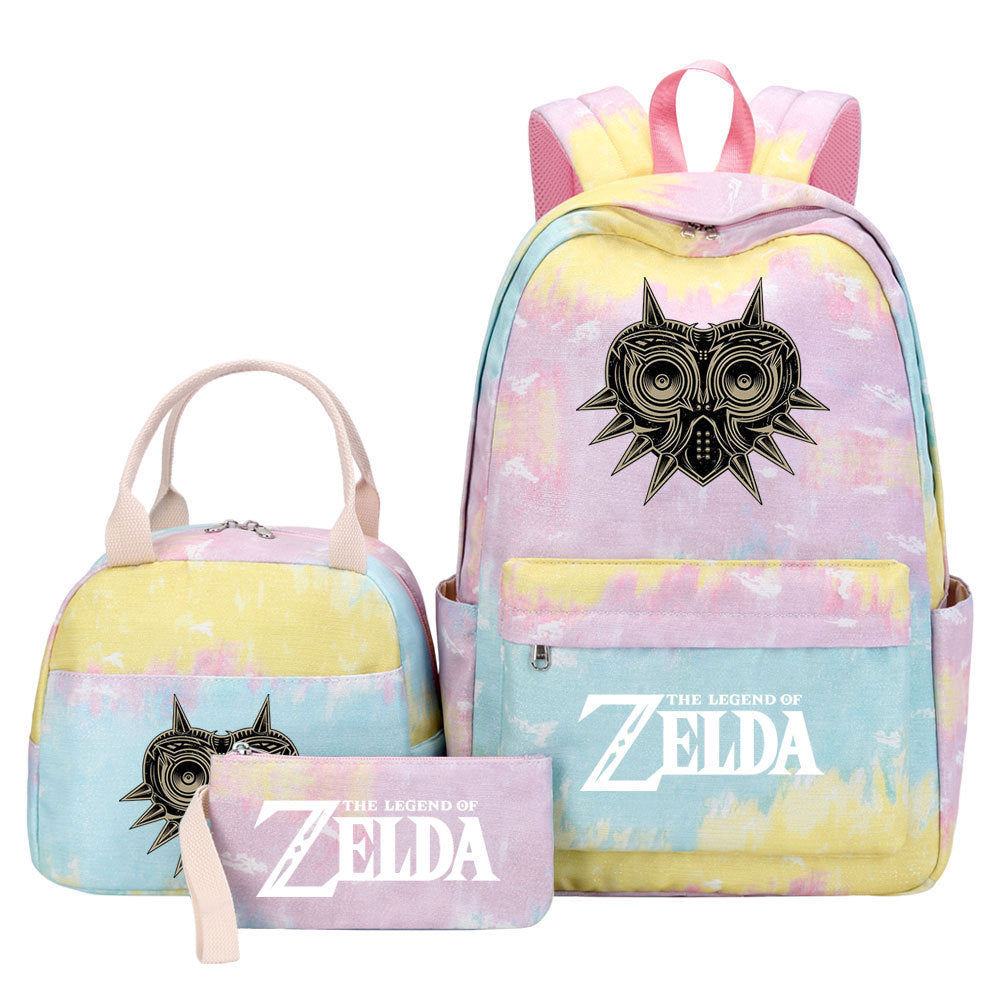 Legends of Zelda Pink Starry Sky SchoolBag Backpack Lunch Box Bag Book Pencil Bags  3pcs Set