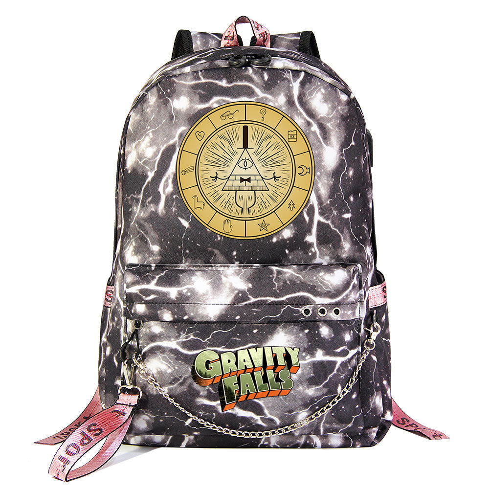 Gravity Falls USB Charging Backpack Shoolbag Notebook Bag Gifts for Kids Students