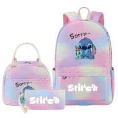 Stitch Pink Starry Sky SchoolBag Backpack Lunch Box Bag Book Pencil Bags  3pcs Set