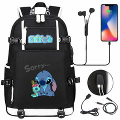 Lilo & Stitch Stitch #11 USB Charging Backpack School NoteBook Laptop Travel Bags