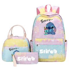 Stitch Pink Starry Sky SchoolBag Backpack Lunch Box Bag Book Pencil Bags  3pcs Set