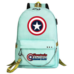 Captain America Superhero Shool Bag Backpack USB Charging Students Notebook Bag for Kids Gifts