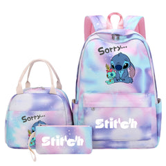 Stitch Pink Starry Sky SchoolBag Backpack Lunch Box Bag Book Pencil Bags  3pcs Set