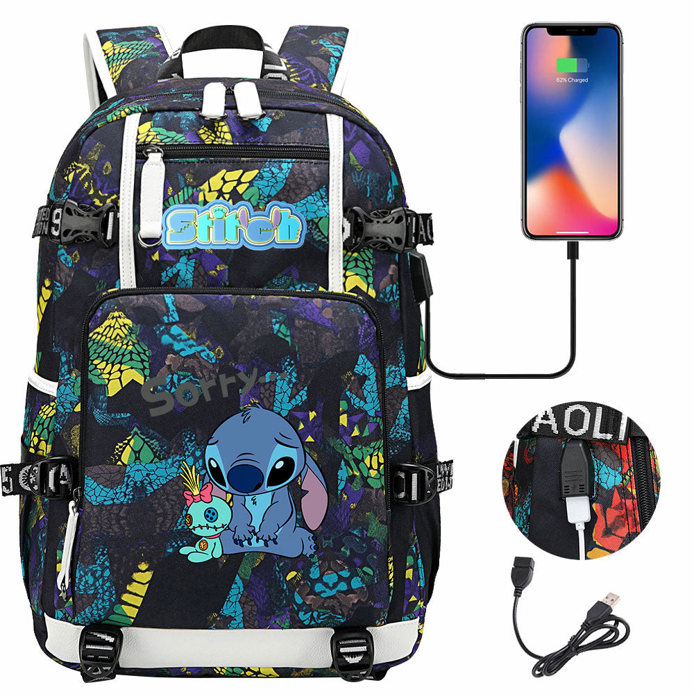 Lilo & Stitch Stitch #11 USB Charging Backpack School NoteBook Laptop Travel Bags