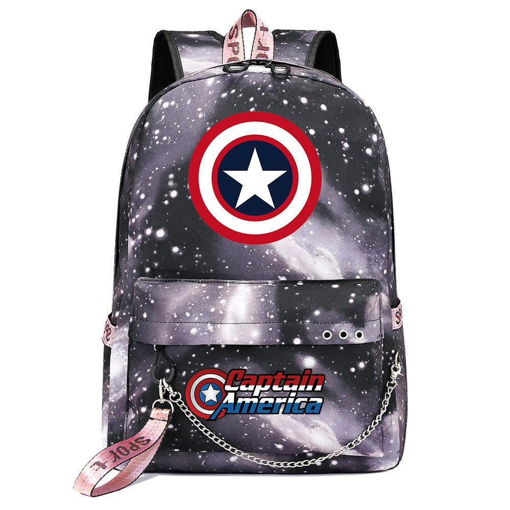 Captain America Superhero Shool Bag Backpack USB Charging Students Notebook Bag for Kids Gifts