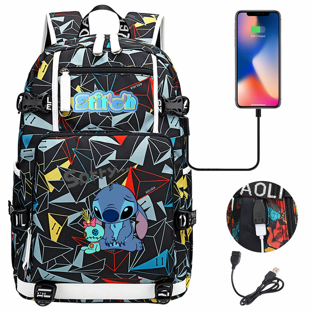 Lilo & Stitch Stitch #11 USB Charging Backpack School NoteBook Laptop Travel Bags