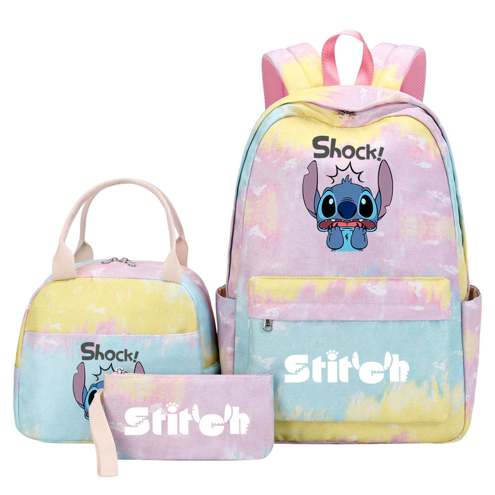 Stitch Pink Starry Sky SchoolBag Backpack Lunch Box Bag Book Pencil Bags  3pcs Set