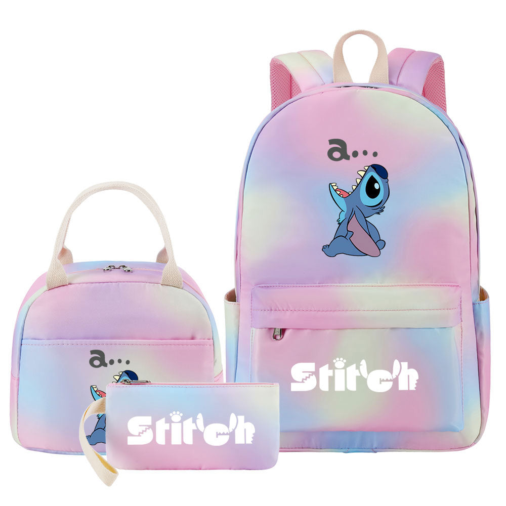 Stitch Pink Starry Sky SchoolBag Backpack Lunch Box Bag Book Pencil Bags  3pcs Set