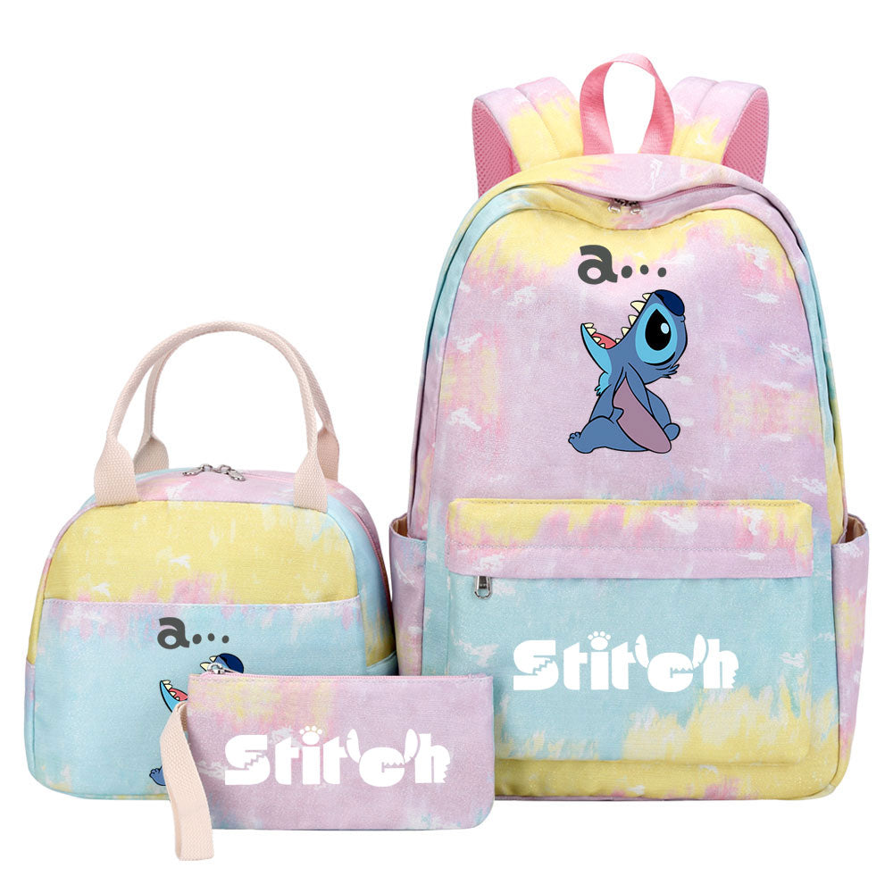 Stitch Pink Starry Sky SchoolBag Backpack Lunch Box Bag Book Pencil Bags  3pcs Set