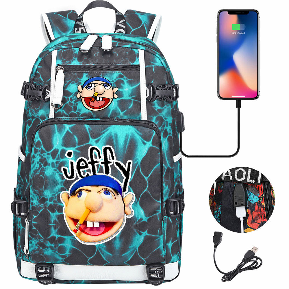 Jeffy USB Charging Backpack School NoteBook Laptop Travel Bags