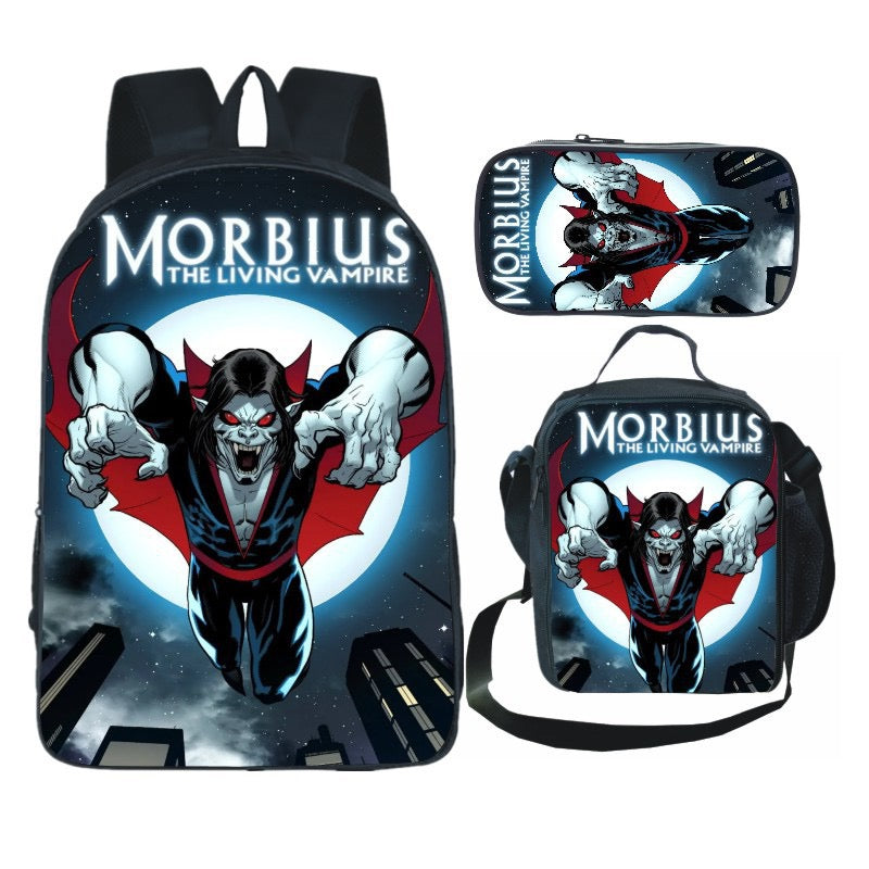 Morbius School Bag Backpack Lunch Bag Pencil Case Set Gift for Kids Students