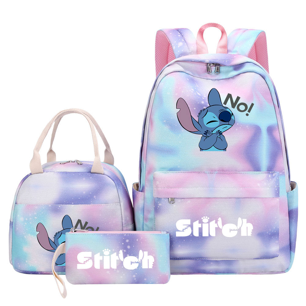 Stitch Pink Starry Sky SchoolBag Backpack Lunch Box Bag Book Pencil Bags  3pcs Set