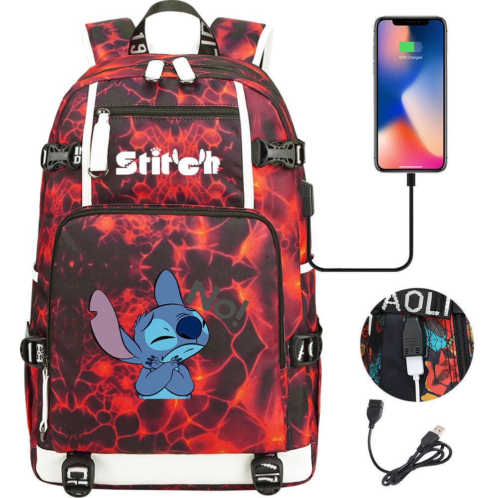 Lilo & Stitch Stitch No #3 USB Charging Backpack School NoteBook Laptop Travel Bags