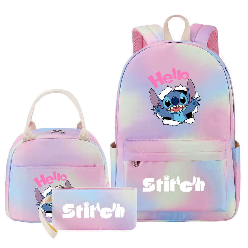 Stitch Pink Starry Sky SchoolBag Backpack Lunch Box Bag Book Pencil Bags  3pcs Set