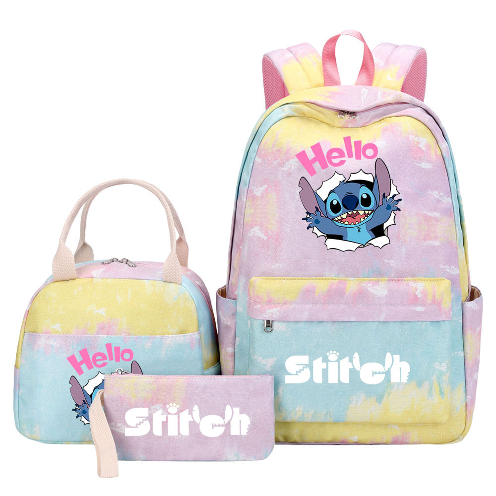 Stitch Pink Starry Sky SchoolBag Backpack Lunch Box Bag Book Pencil Bags  3pcs Set