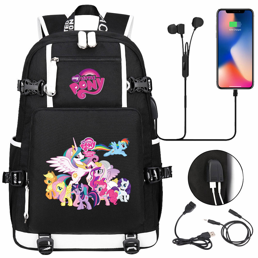 My Little Pony USB Charging Backpack School NoteBook Laptop Travel Bags