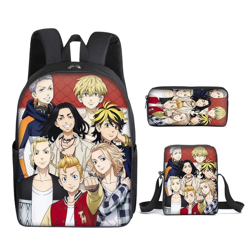 Tokyo Revengers Schoolbag Backpack Lunch Bag Pencil Case Set Gift for Kids Students