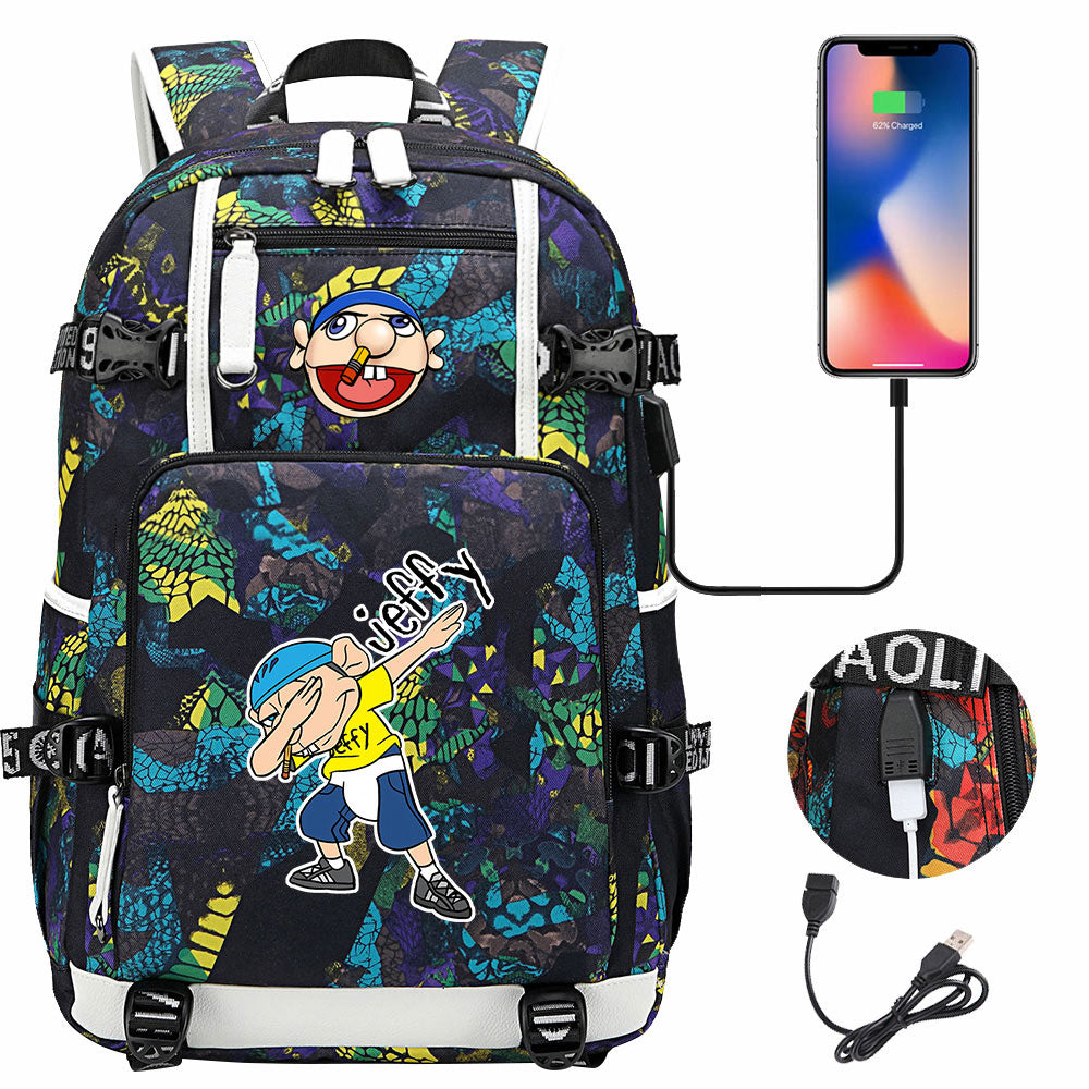 Jeffy USB Charging Backpack School NoteBook Laptop Travel Bags