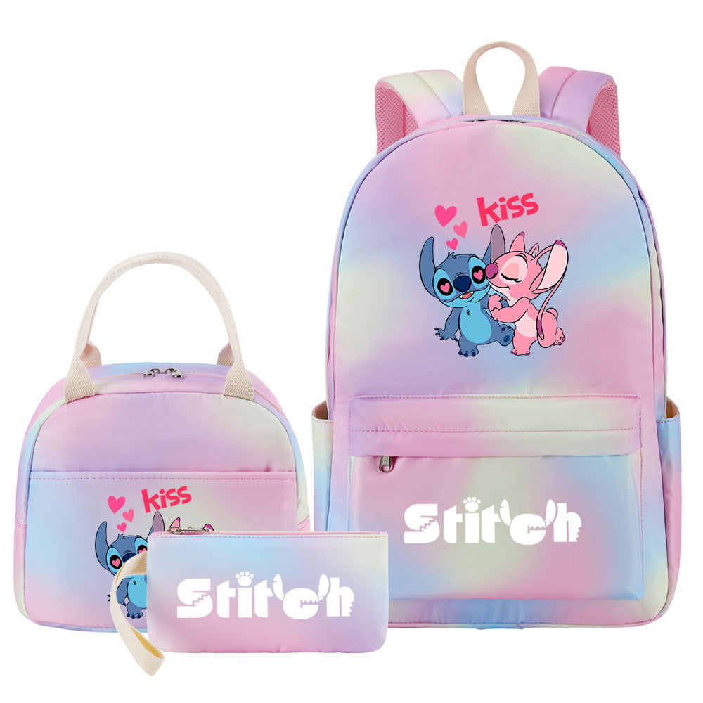 Stitch Pink Starry Sky SchoolBag Backpack Lunch Box Bag Book Pencil Bags  3pcs Set