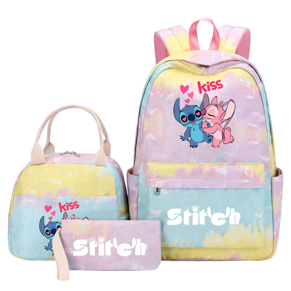 Stitch Pink Starry Sky SchoolBag Backpack Lunch Box Bag Book Pencil Bags  3pcs Set