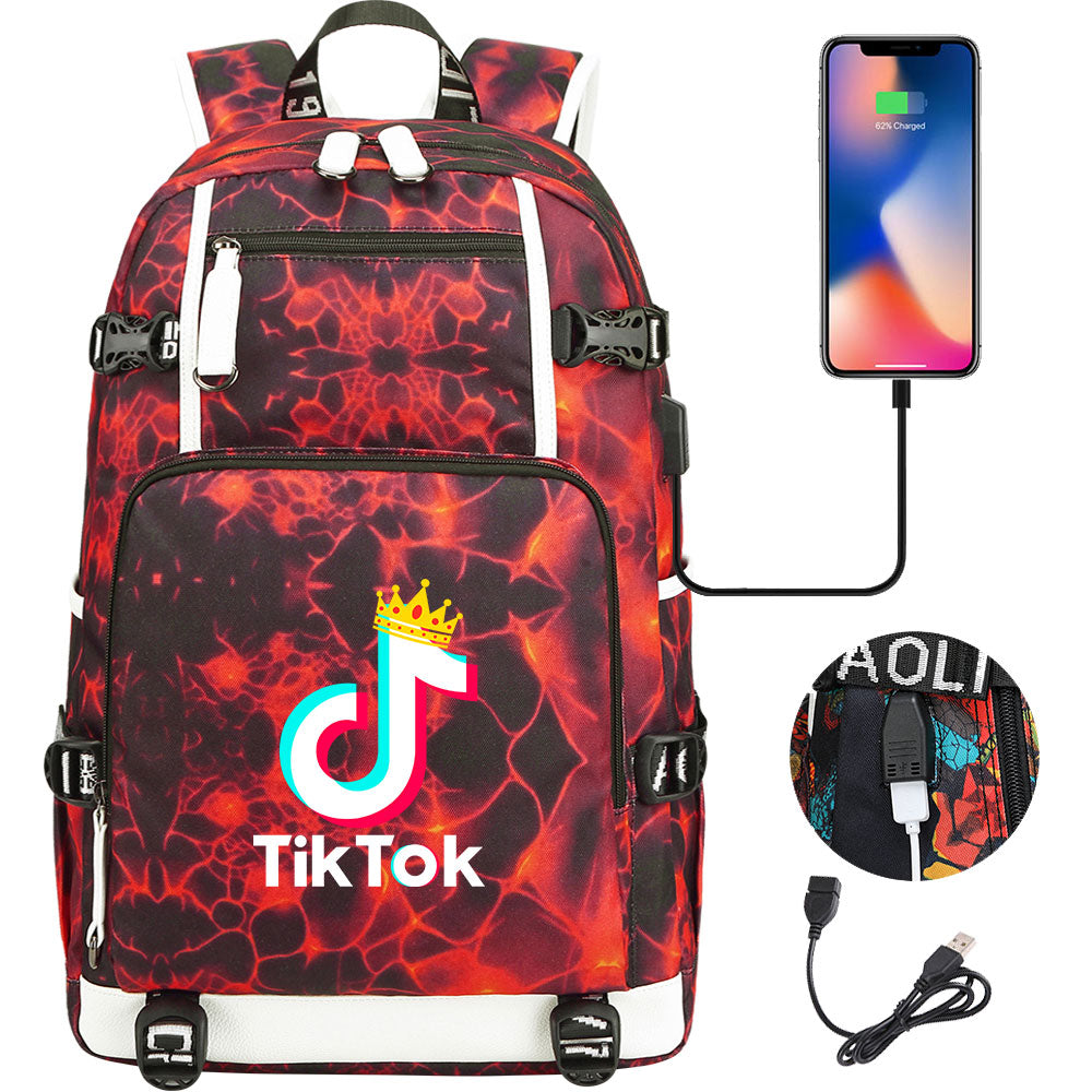 Tik Tok #3 USB Charging Backpack School NoteBook Laptop Travel Bags