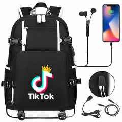 Tik Tok #3 USB Charging Backpack School NoteBook Laptop Travel Bags