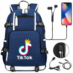 Tik Tok #3 USB Charging Backpack School NoteBook Laptop Travel Bags