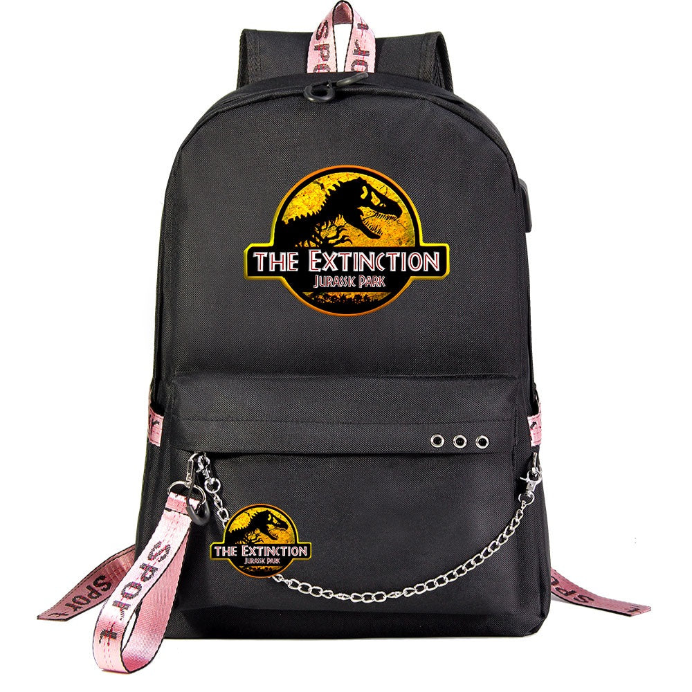 Jurassic World USB Charging Backpack Shoolbag Notebook Bag Gifts for Kids Students