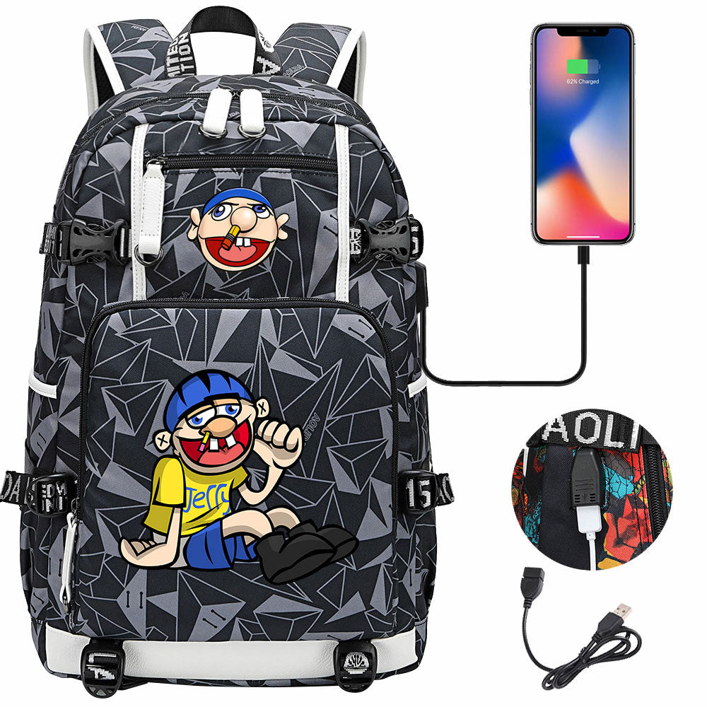 Jeffy USB Charging Backpack School NoteBook Laptop Travel Bags