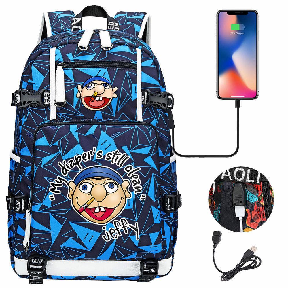 Jeffy USB Charging Backpack School NoteBook Laptop Travel Bags