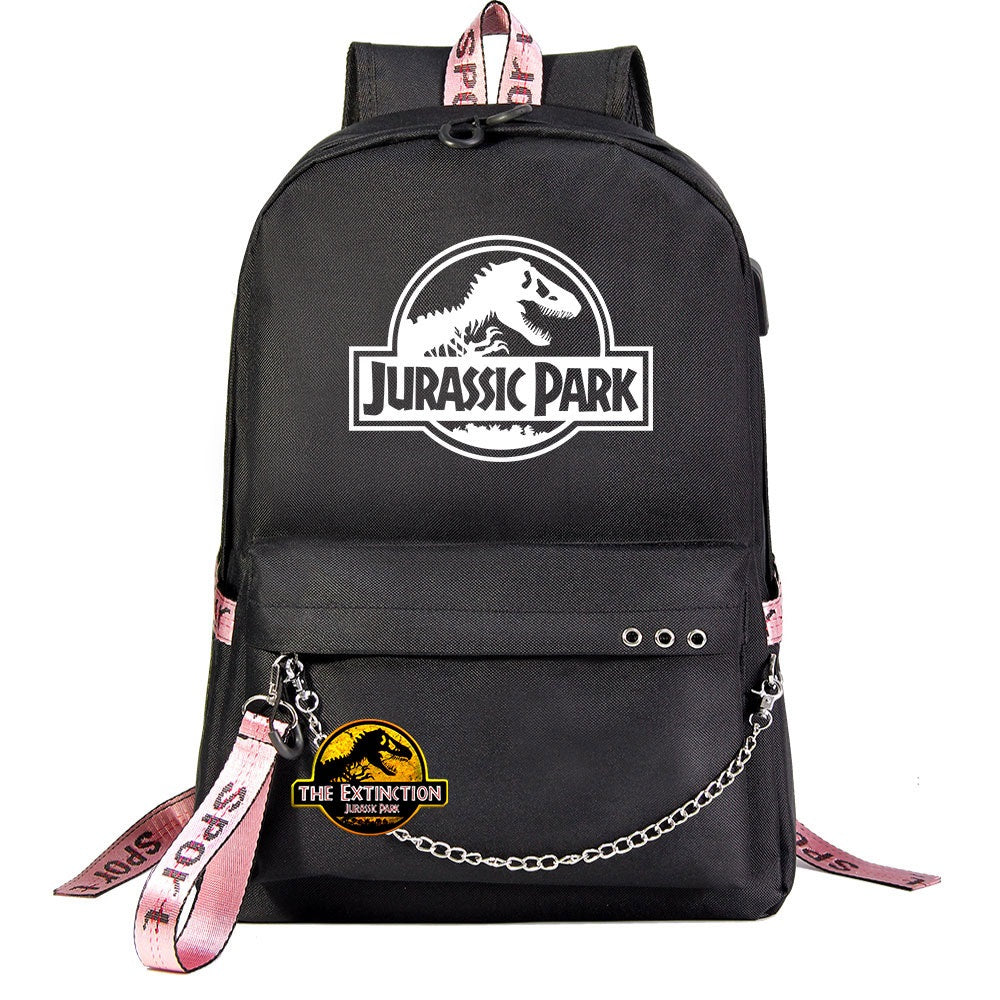 Jurassic World USB Charging Backpack Shoolbag Notebook Bag Gifts for Kids Students