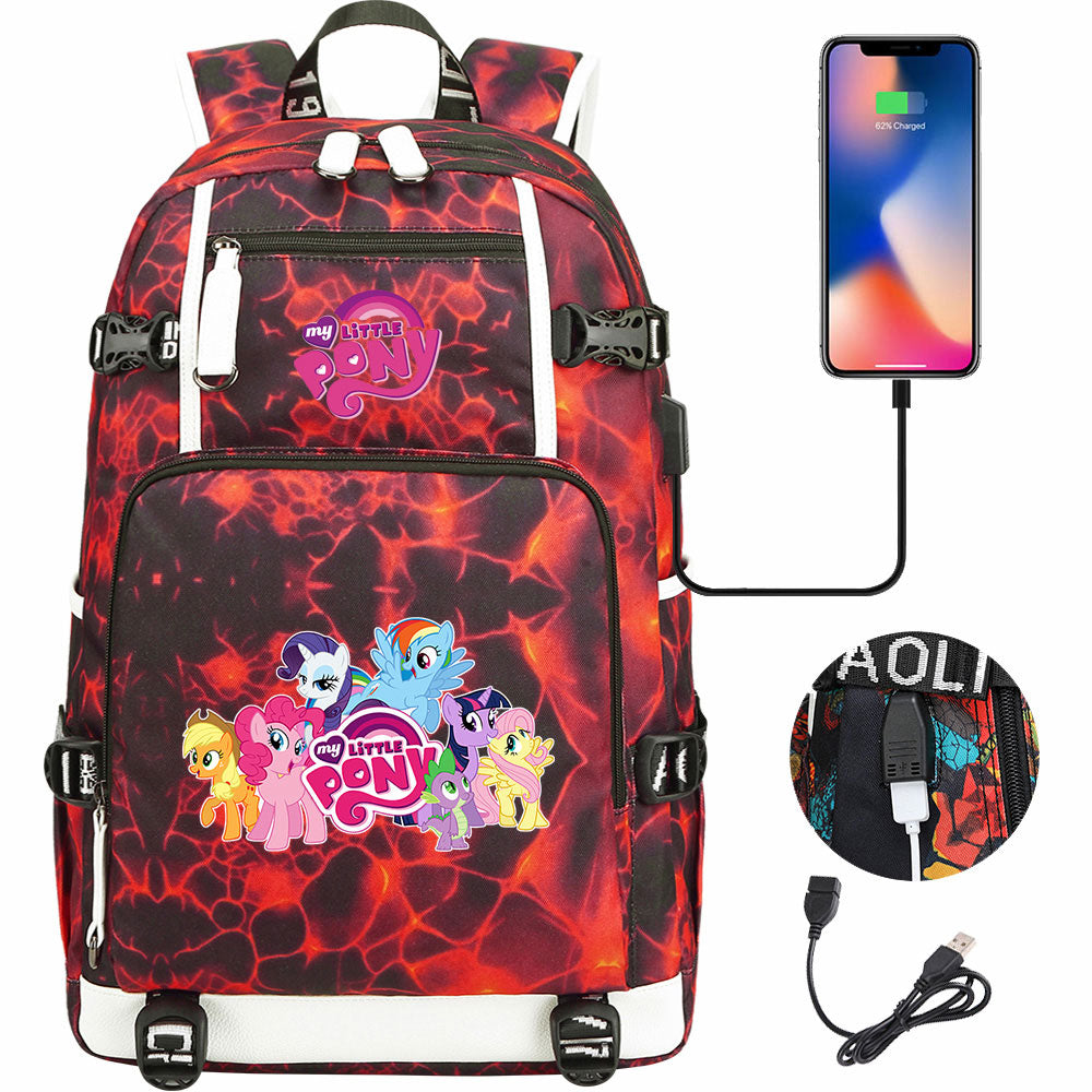 My Little Pony USB Charging Backpack School NoteBook Laptop Travel Bags