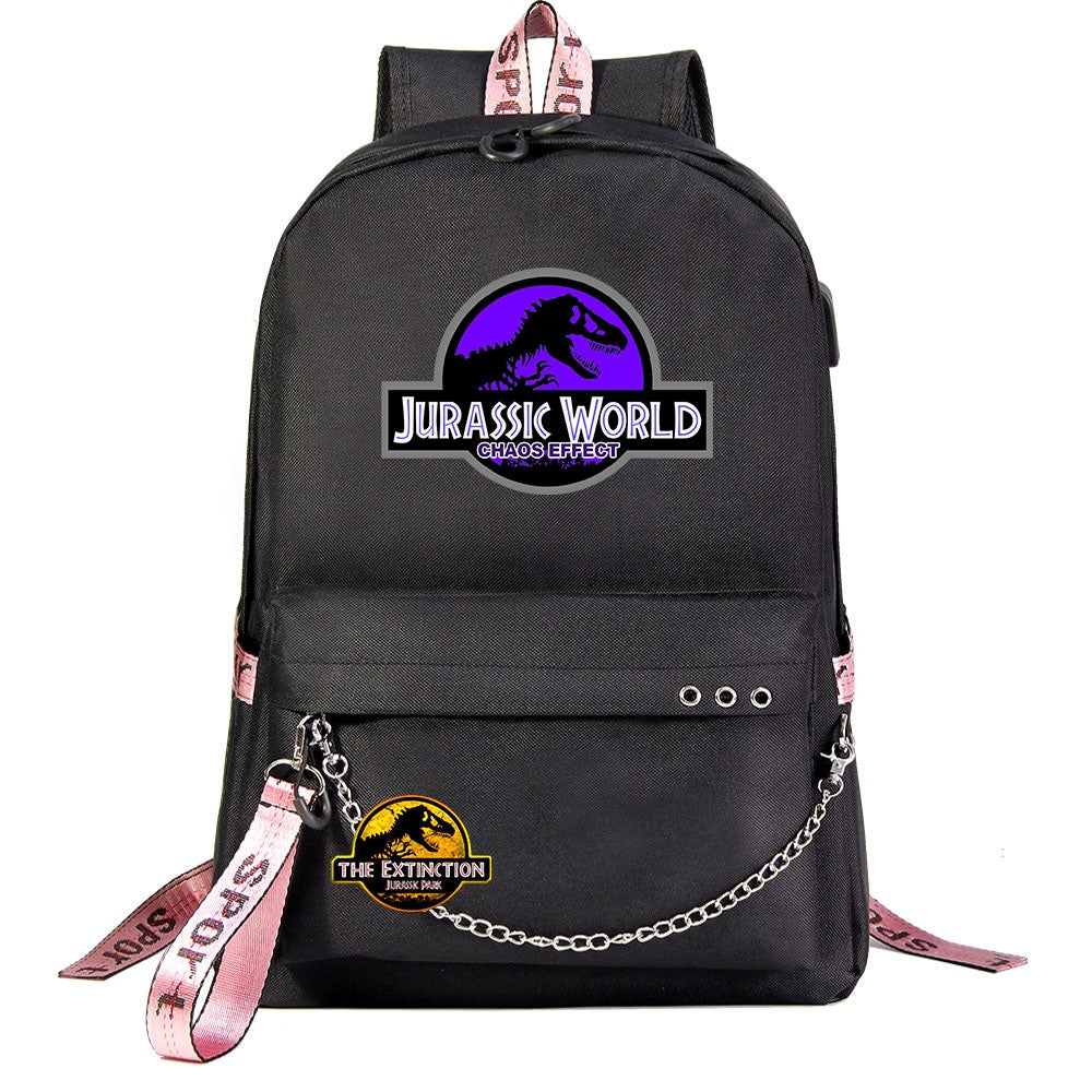 Jurassic World USB Charging Backpack Shoolbag Notebook Bag Gifts for Kids Students