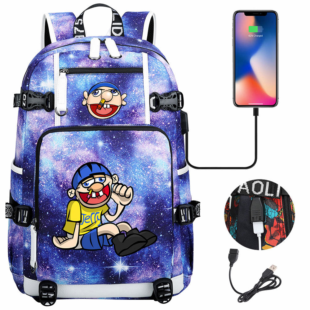 Jeffy USB Charging Backpack School NoteBook Laptop Travel Bags