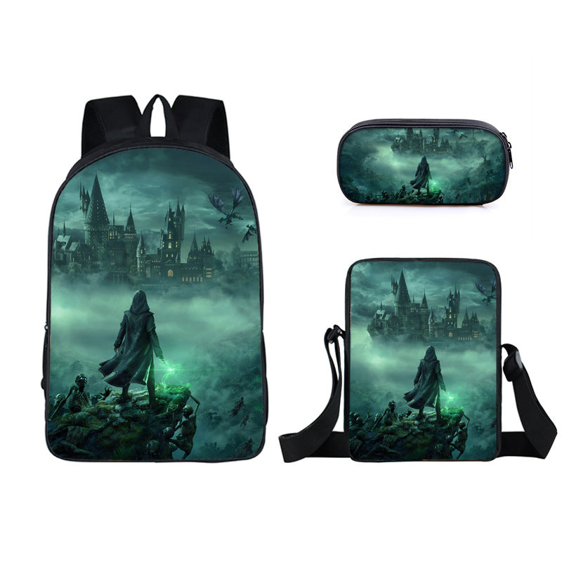 Hogwarts Legacy Schoolbag Backpack Lunch Bag Pencil Case 3pcs Set Gift for Kids Students