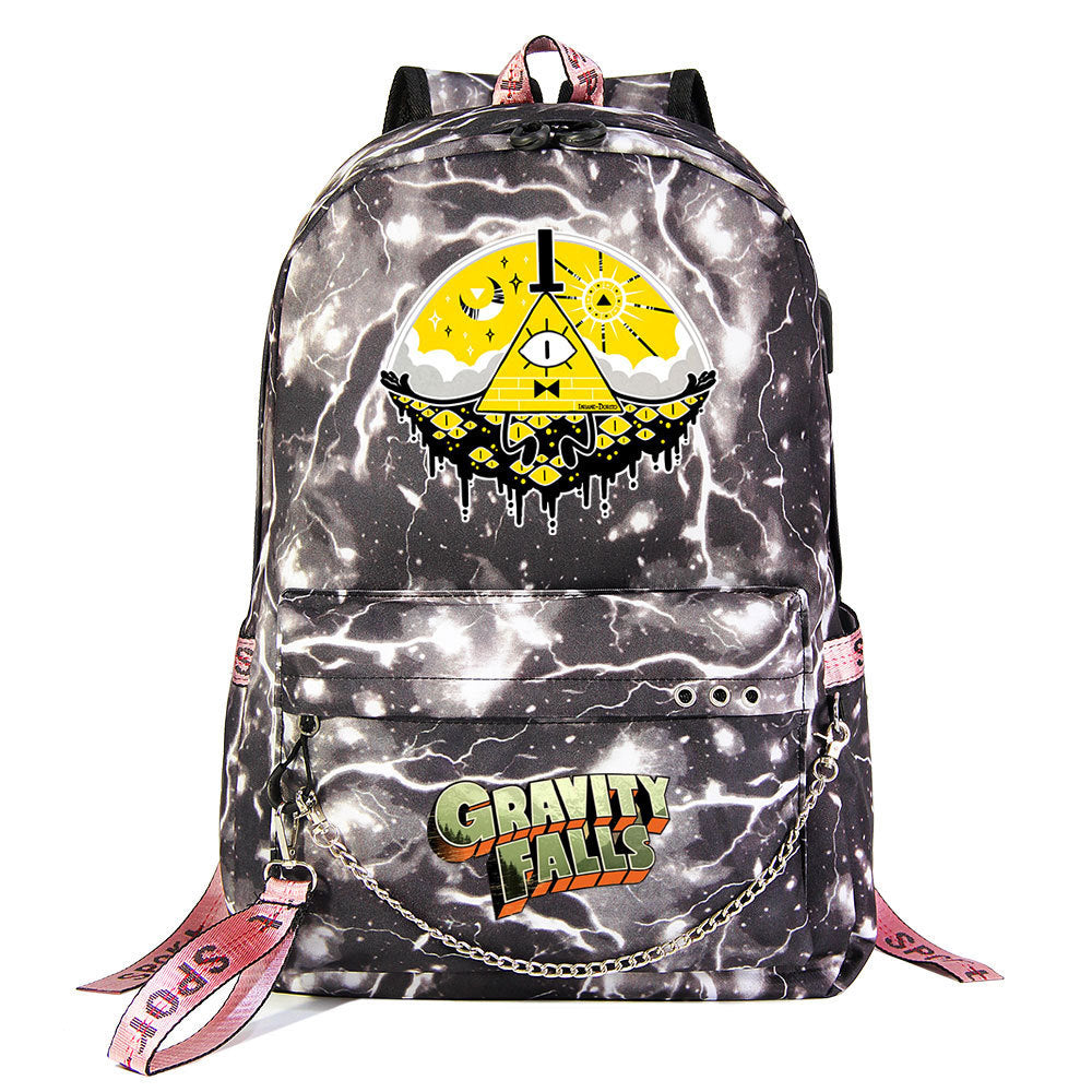 Gravity Falls USB Charging Backpack Shoolbag Notebook Bag Gifts for Kids Students