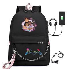 Encanto Mirabel USB Charging Backpack Shoolbag Notebook Bag Gifts for Kids Students