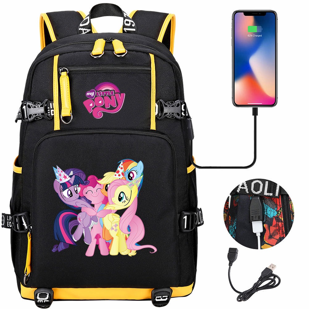 My Little Pony USB Charging Backpack School NoteBook Laptop Travel Bags