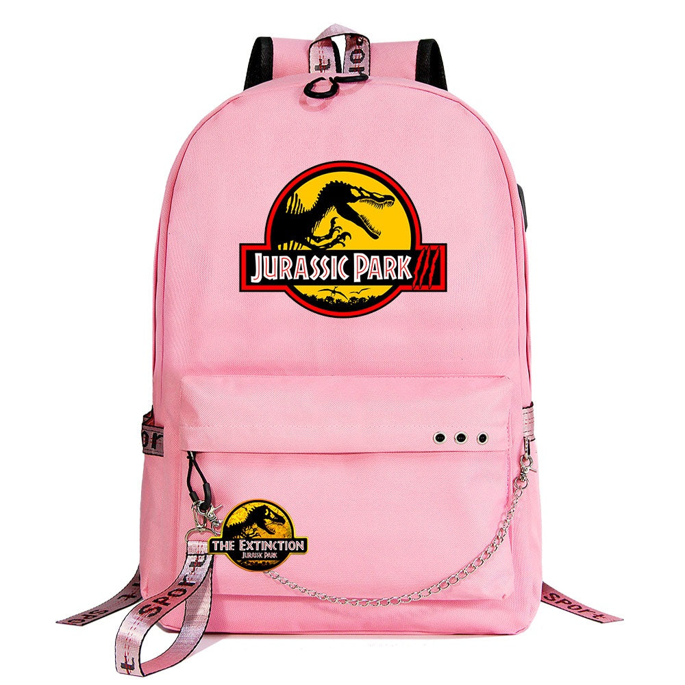 Jurassic World USB Charging Backpack Shoolbag Notebook Bag Gifts for Kids Students