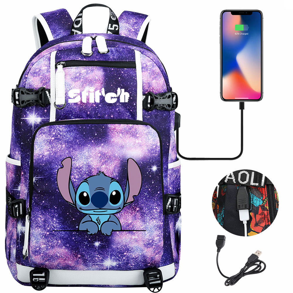 Lilo & Stitch Stitch #8 USB Charging Backpack School NoteBook Laptop Travel Bags